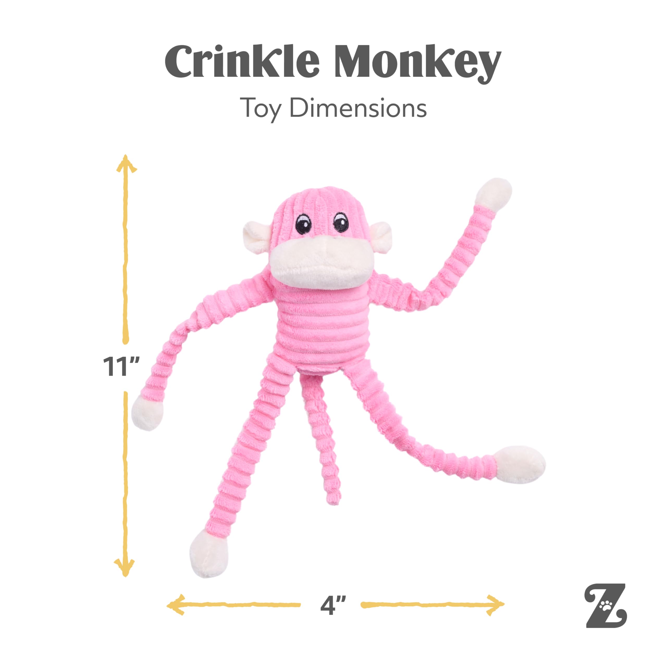 Pet Supplies : Pet Squeak Toys : ZippyPaws Crinkle Monkey Squeaky